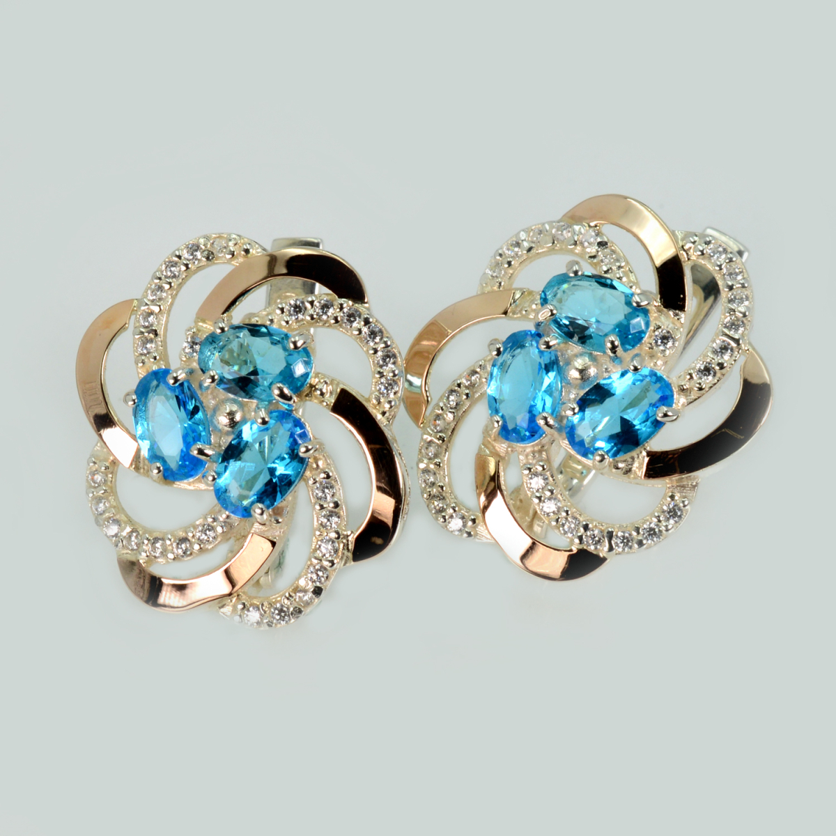 Серьги серебряные с золотыми напайками (пластинами)