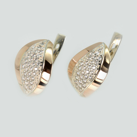 Сережки срібні з золотими вставками