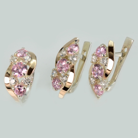 Комплект серебряный с золотыми вставками(пластинами)