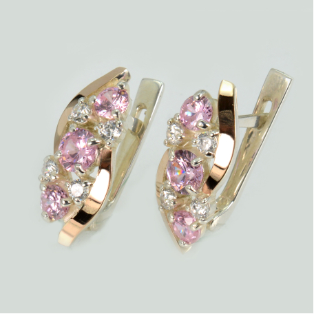 Сережки срібні з золотими вставками (пластинами)