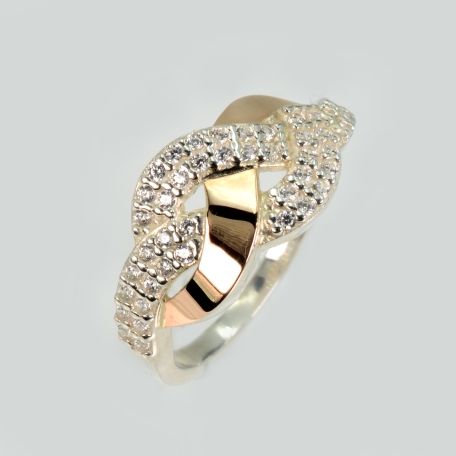 Каблучка срібна з золотими напайками