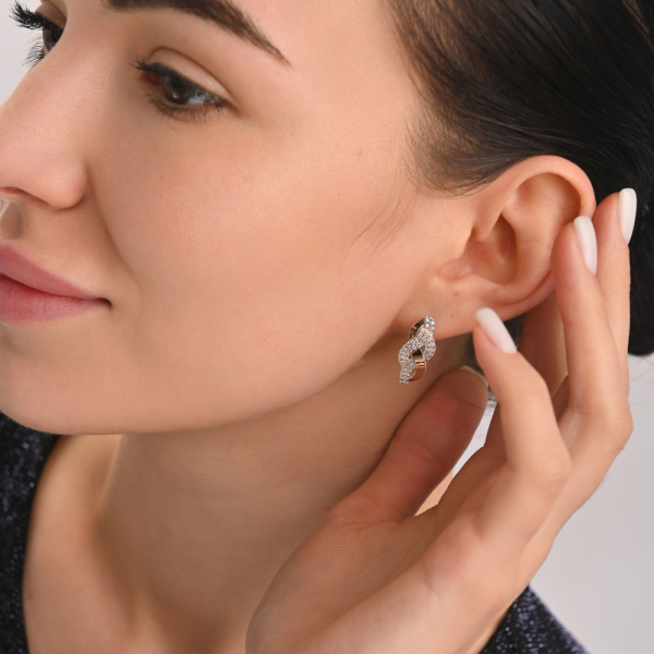 Сережки срібні з золотими напайками