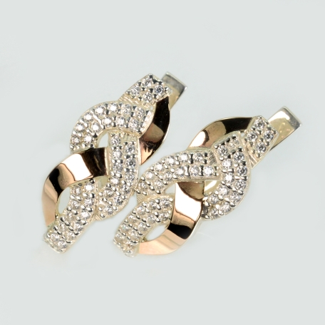 Сережки срібні з золотими напайками