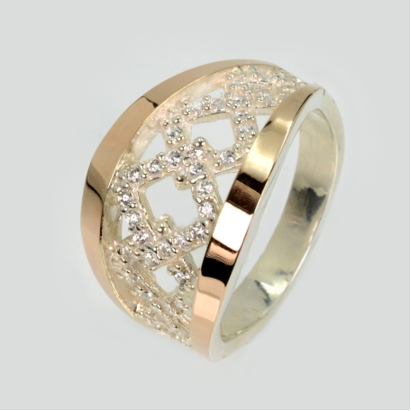 Каблучка срібло з золотом