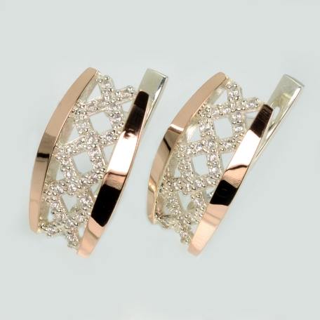 Серьги серебро с золотом