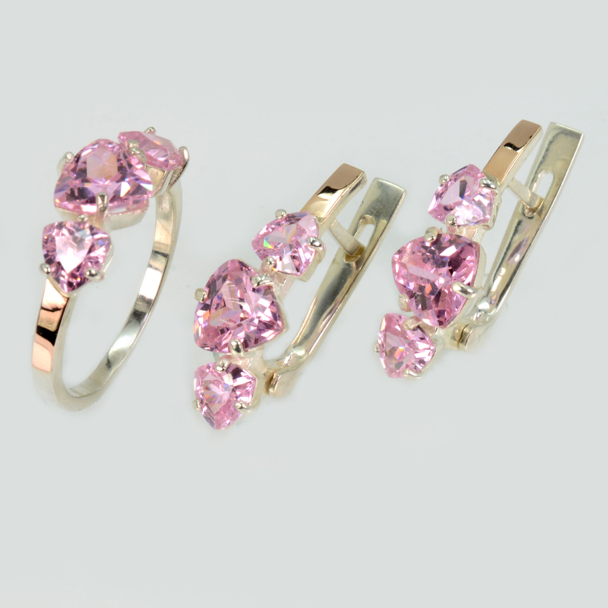 Срібний гарнітур з золотими вставками(пластинами)