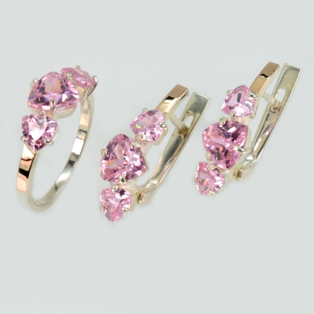 Срібний гарнітур з золотими вставками(пластинами)