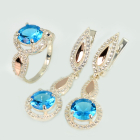 Серебряный комплект с золотыми пластинками