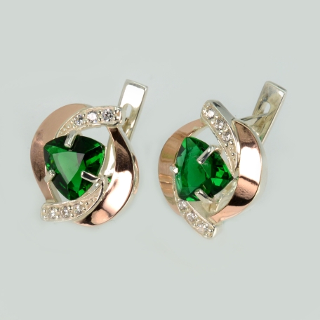 Серебряные серьги с накладками золота