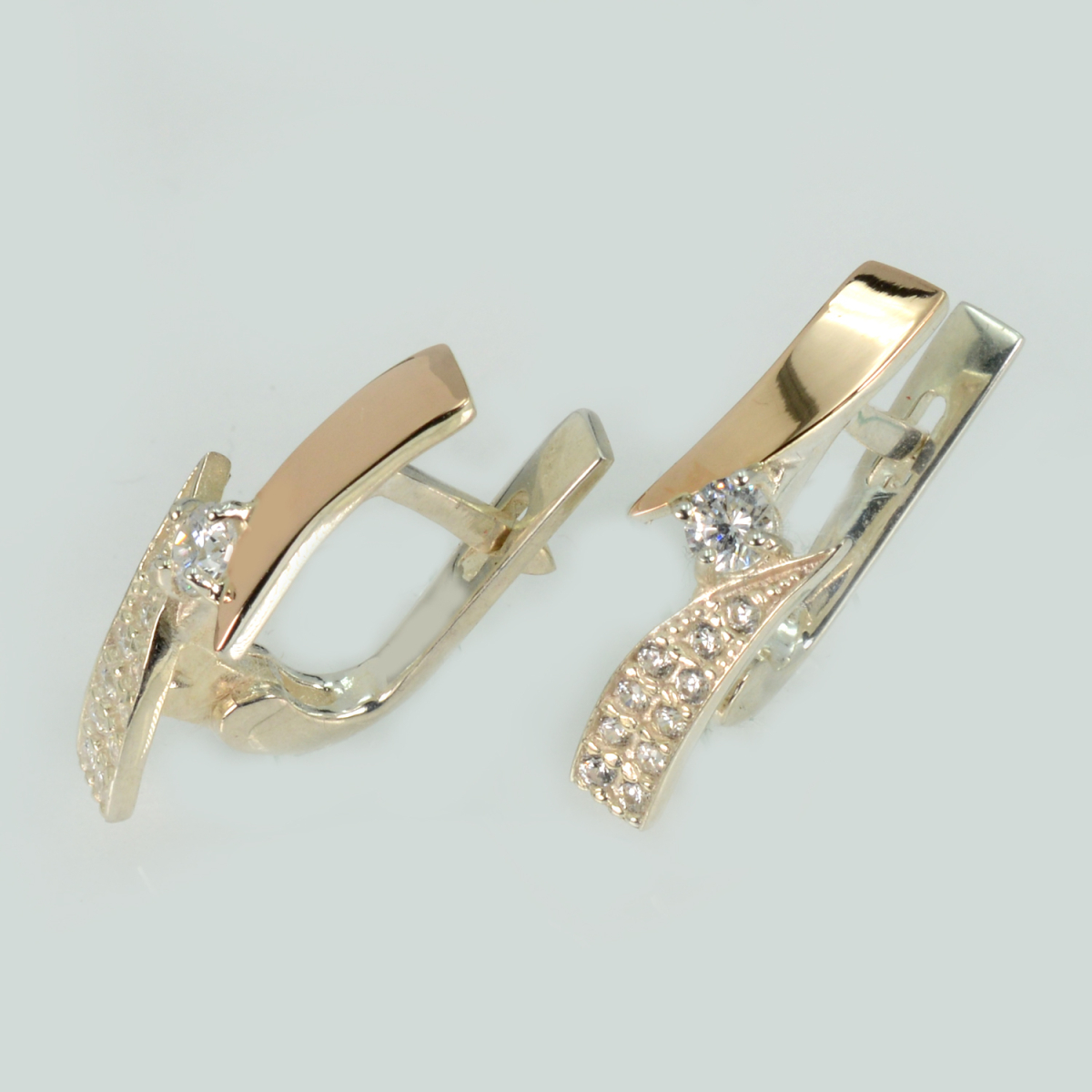 Серьги серебряные с накладками золота