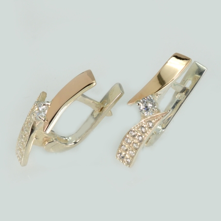 Серьги серебряные с накладками золота