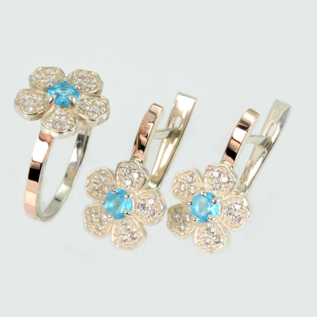 Набор серебряный с золотыми пластинами