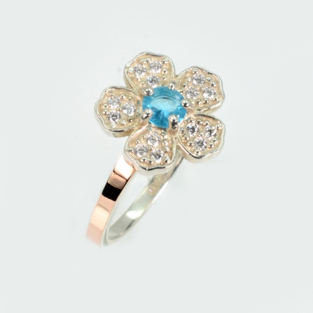 Кольцо серебряное с золотыми пластинами