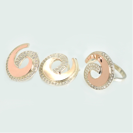 Гарнитур серебряный с золотом