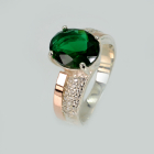 Каблучка срібна з золотими пластинами і фіанітами