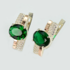 Срібні сережки з золотими пластинами і фіанітами