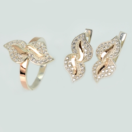 Набор кольцо и серьги серебряные