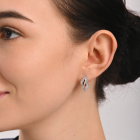 Серебряные серьги с золотыми пластинками и фианитами