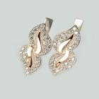 Срібні сережки з золотими пластинками і фіанітами