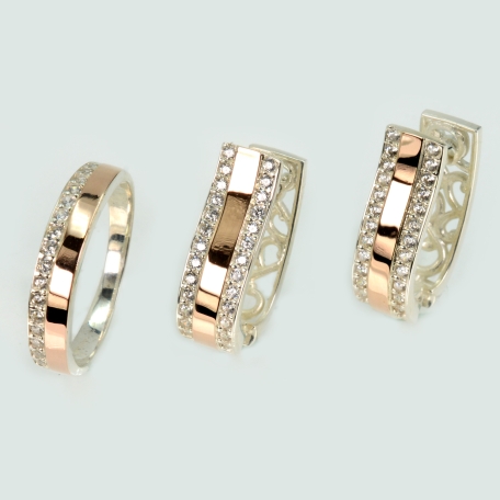 Комплект серебряный с золотом