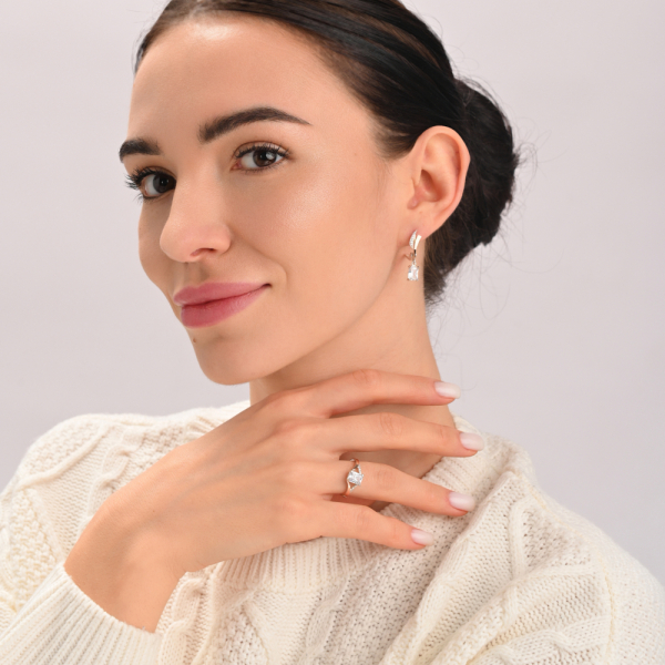 Сережки срібні з золотими накладками і фіанітами