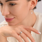 Сережки срібні з золотими накладками і фіанітами