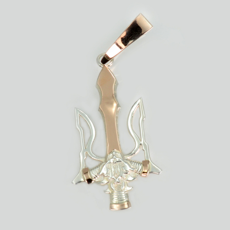 Серебряная подвеска с золотыми вставками и гербом Украины