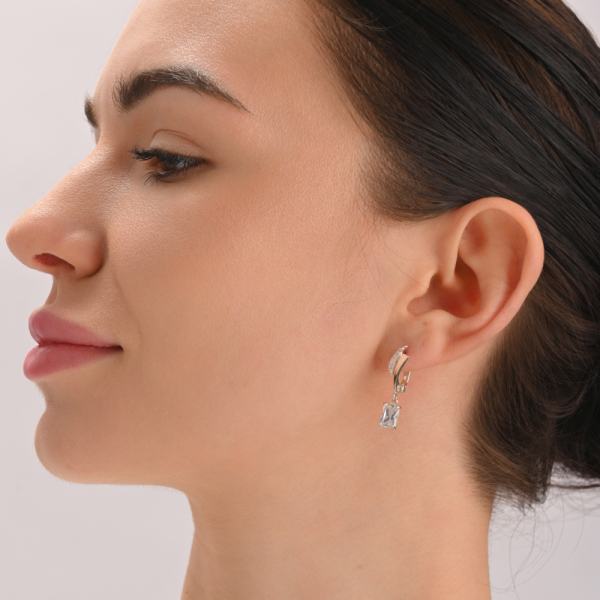 Сережки срібні з золотими накладками і фіанітами