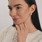 Каблучка срібна з золотими вставками і фіанітами