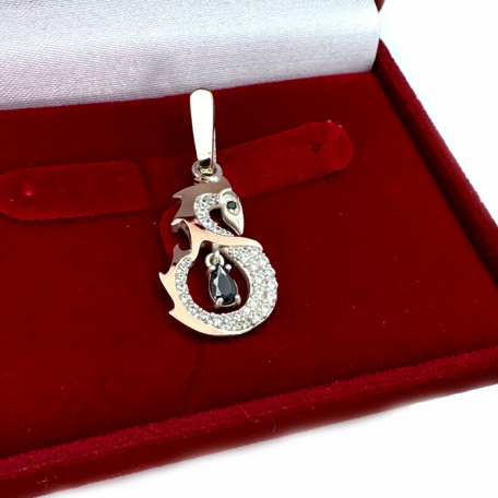 Серебряная подвеска с золотими вставками