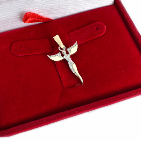 Серебряная подвеска с золотими вставками