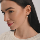 Сережки срібні з золотими вставками і фіанітами