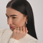 Срібний набір сережки та каблучка з фіанітами