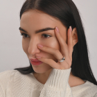 Срібний набір сережки та каблучка з фіанітами