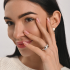 Срібний набір сережки та каблучка з фіанітами