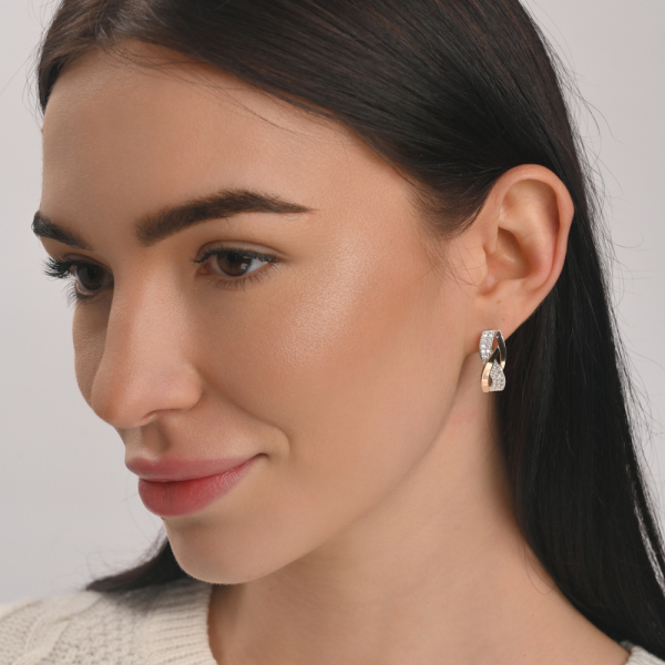 Срібний набір сережки та каблучка з фіанітами