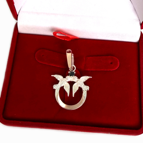 Серебряная подвеска с золотими вставками