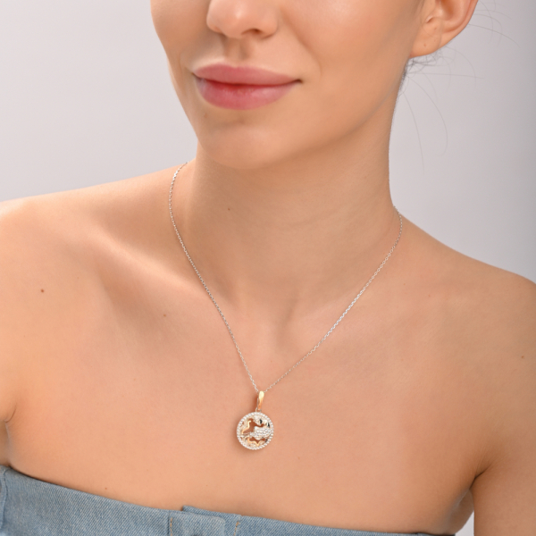 Підвіска знак зодіаку "Водолій" срібна з пластинами золота