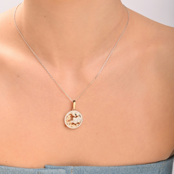 Підвіска знак зодіаку "Водолій" срібна з пластинами золота