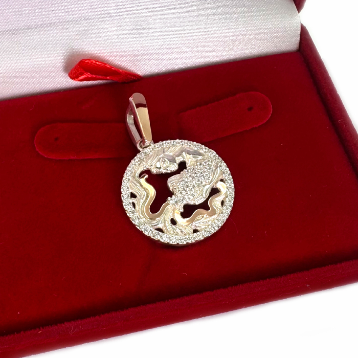 Підвіска знак зодіаку "Водолій" срібна з пластинами золота