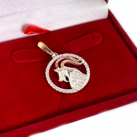 Подвес знак зодиака "Козерог" из серебра с пластинами золота