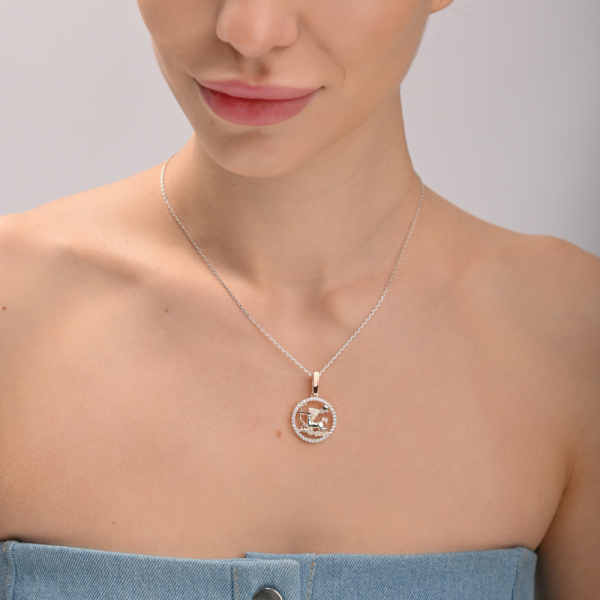 Подвес знак зодиака "Стрелец" из серебра с пластинами золота