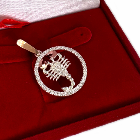 Підвіска знак зодіаку "Скорпіон" срібна з пластинами золота