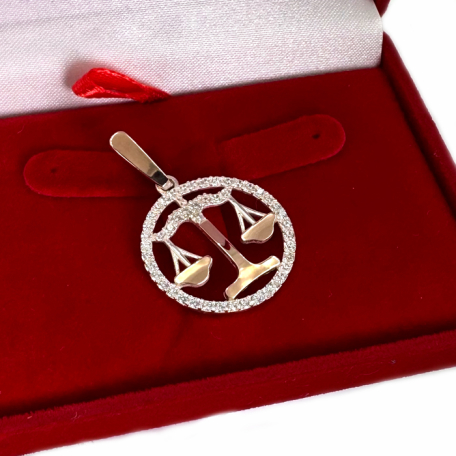 Підвіска знак зодіаку "Терези" срібна з пластинами золота