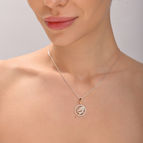 Подвес знак зодиака "Дева" из серебра с пластинами золота