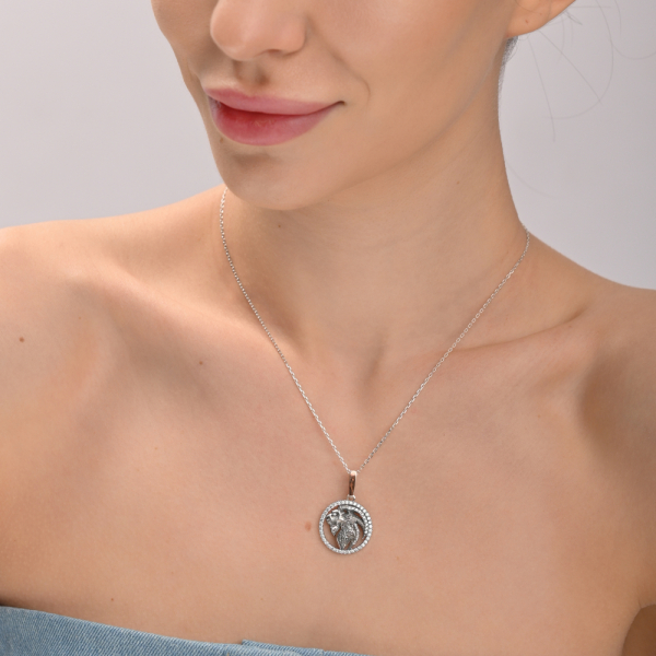 Подвес знак зодиака "Лев" из серебра с пластинами золота