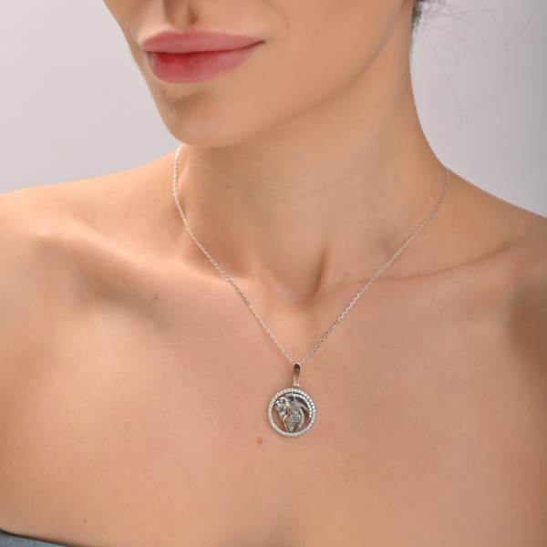 Подвес знак зодиака "Лев" из серебра с пластинами золота