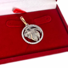 Подвес знак зодиака "Лев" из серебра с пластинами золота