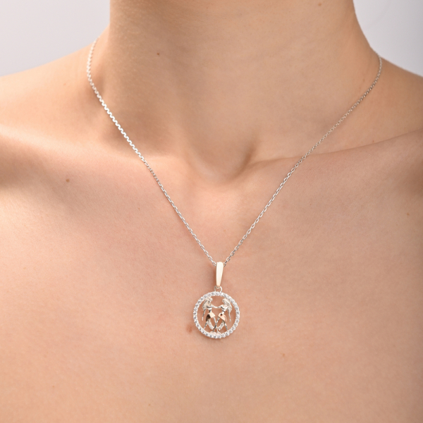 Підвіска знак зодіаку "Близнюки" срібна з пластинами золота