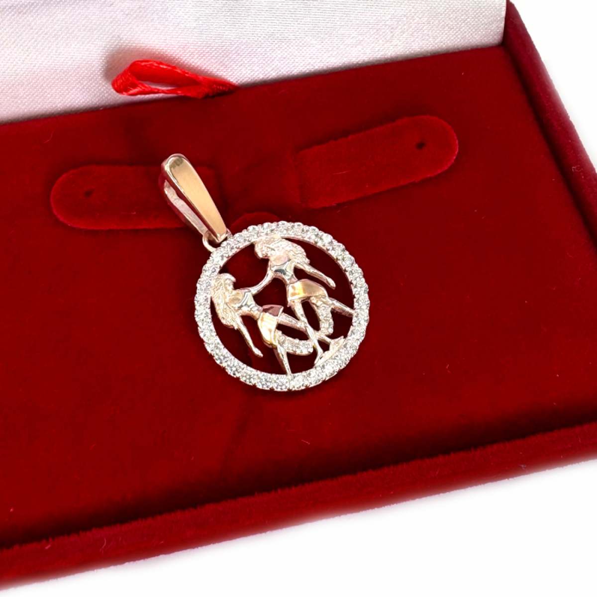 Підвіска знак зодіаку "Близнюки" срібна з пластинами золота